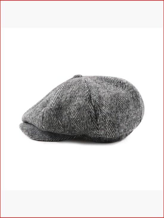 Wool Blend Newsboy Cap 8 Panel Herringbone Tweed Irish Cabbie Driving Hunting main image 7